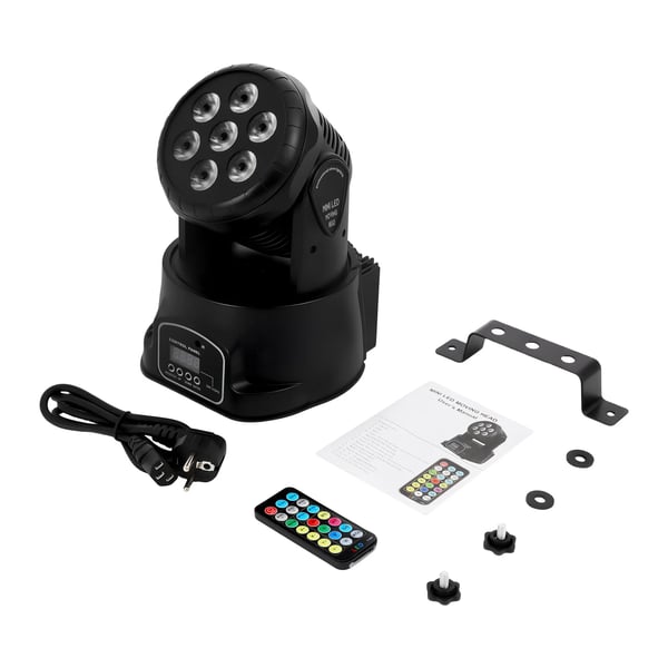 Bevægelseshoved LED Vaskelys, RGBWA+UV, DMX 512 Kontrol,sort