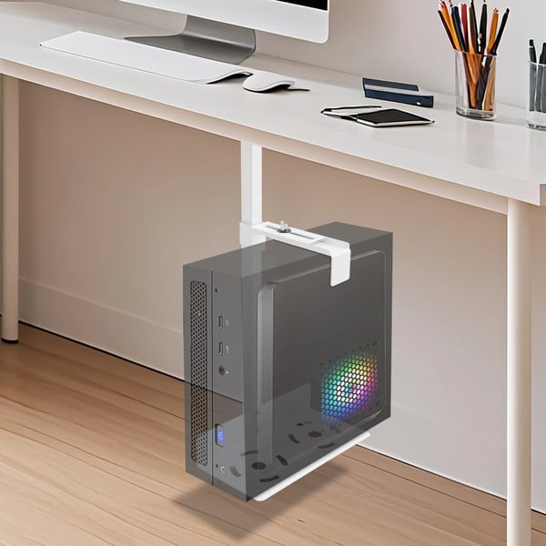 Computer Host Beslag, Justerbar Montering, 30 kg Kapacitet,Hvid