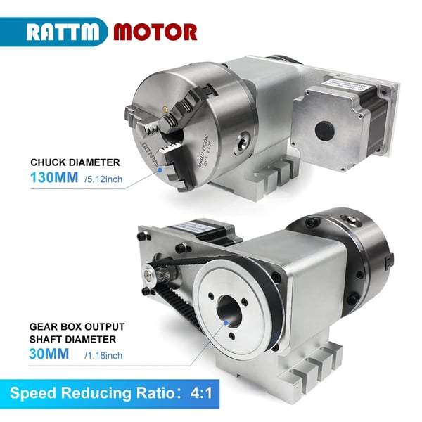 Rotationsaksekit, 3-kæbe chuck, kompatibel med NEMA 34 servomotor,med 4.5N tæt