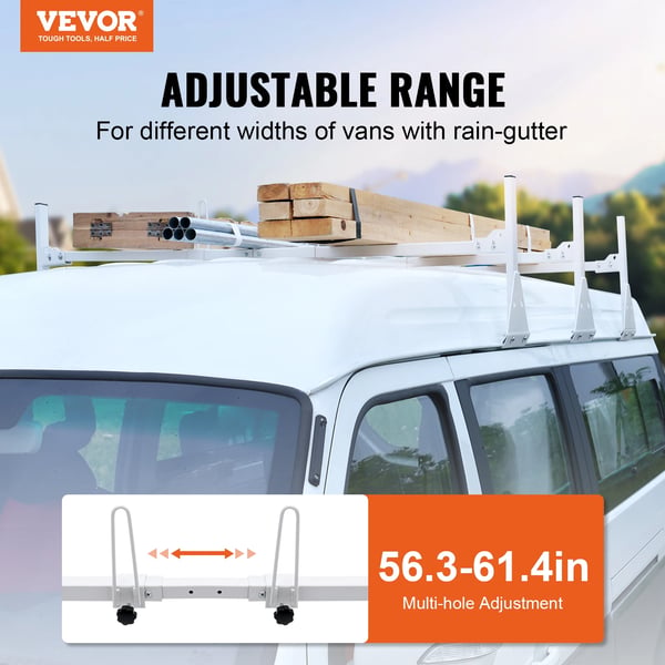 VEVOR Van Ladder Rack, Justerbart Design, 750 lbs Kapacitet,750 lbs in Danish is "750 lbs".