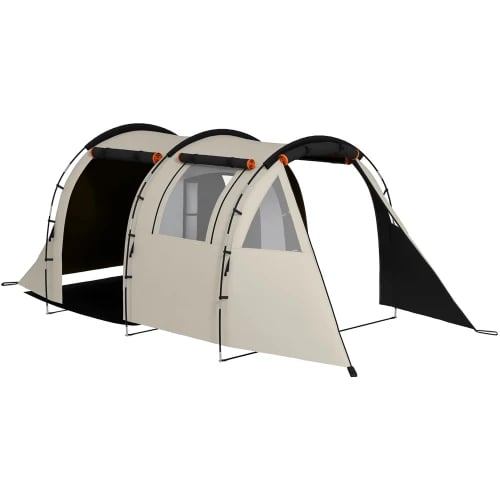 Tunnel Camping Telt, 5-Personers Kapacitet, Vandtæt 3000 mm, Dimensioner 460L x 230B x 180H cm, Foldet Størrelse 60L x 19B x 19H cm, 2 Sidevinduer