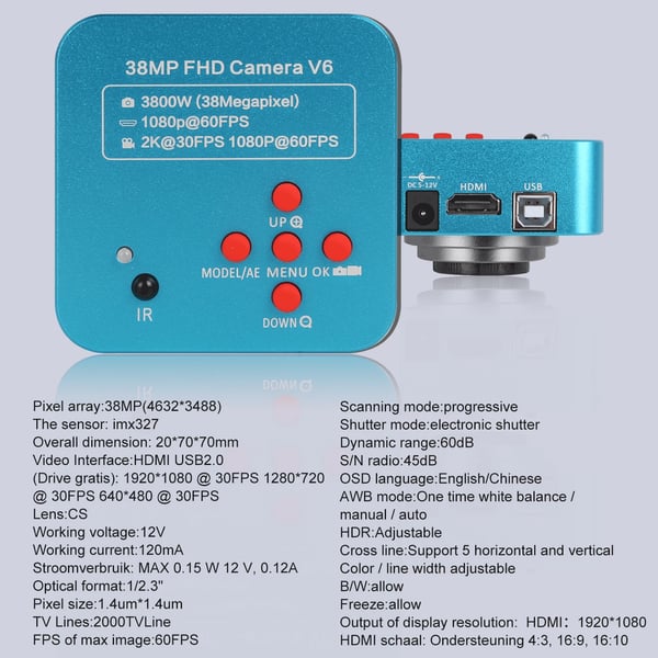 2K-videomikroskooppi, 38 MP kuvalaatu, 130-kertainen suurennos,2K 38MP Set