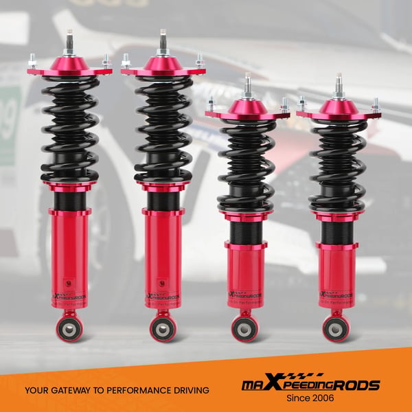 Coilover Kit, Justerbar Dæmpning 24 Niveauer, Køre Højde Justerbar 1-3 Tommer, Længde 63 cm, Bredde 51 cm, Højde 21 cm