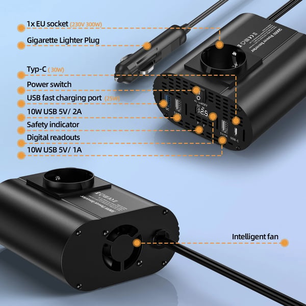 Virtamuunnin, 4 USB-porttia, jäähdytysfani,500W-TYPEC