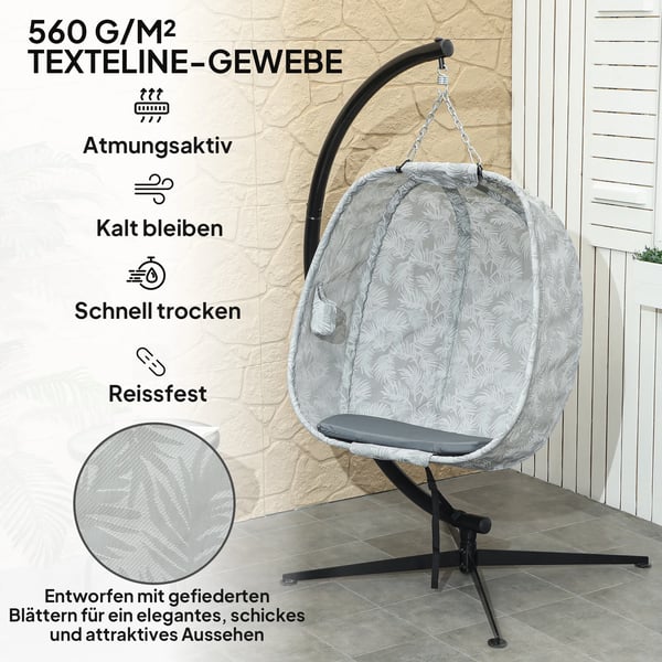 Hängmatta, hopfällbar design, mjuka kuddar, Grå