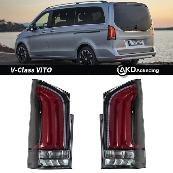 Takavalot, yhteensopivat Benz Vito takavalojen kanssa 2016-2024, LED-materiaali, dynaaminen signaalitoiminto,Punainen-Musta