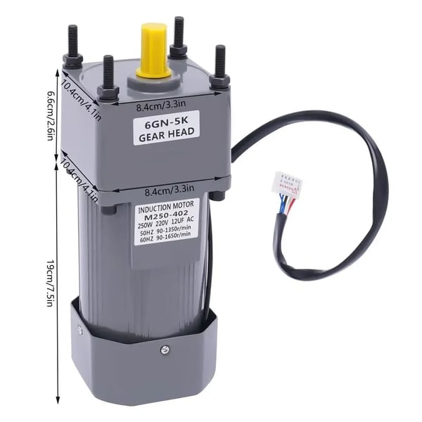 Elektrisk motor, 220V, 250W, 0-270 RPM hastighedsområde, justerbar hastighedskontrol, CE-certificeret