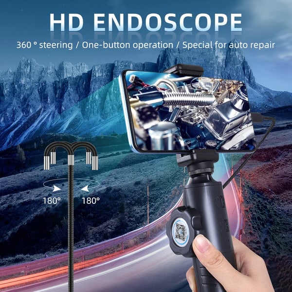 Borescope, 1080P Kamera, Tvåvägs Rotationsprober,6mm Android IOS, 1m