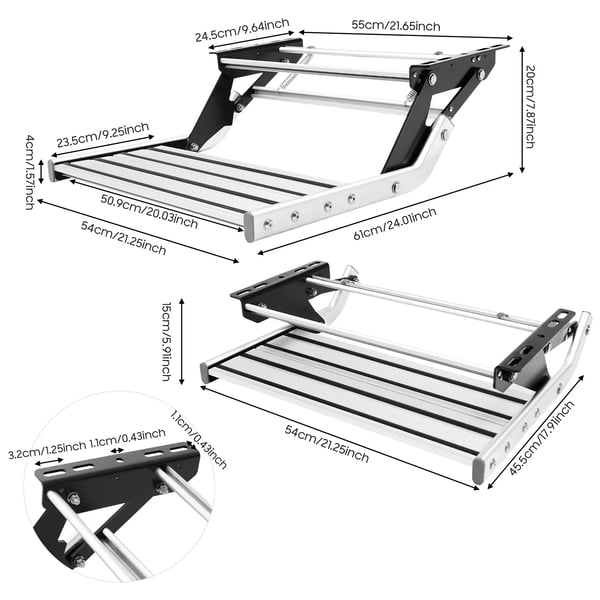 Aluminium RV Trin, Foldbart Design, Høj Belastningskapacitet,Sølv
