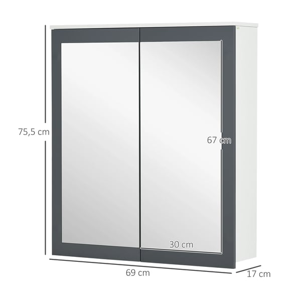 Badeværelsesskab, MDF og Glas Materiale, 69 cm Højde, 17 cm Bredde, 75,5 cm Dybde, Moderne Stil