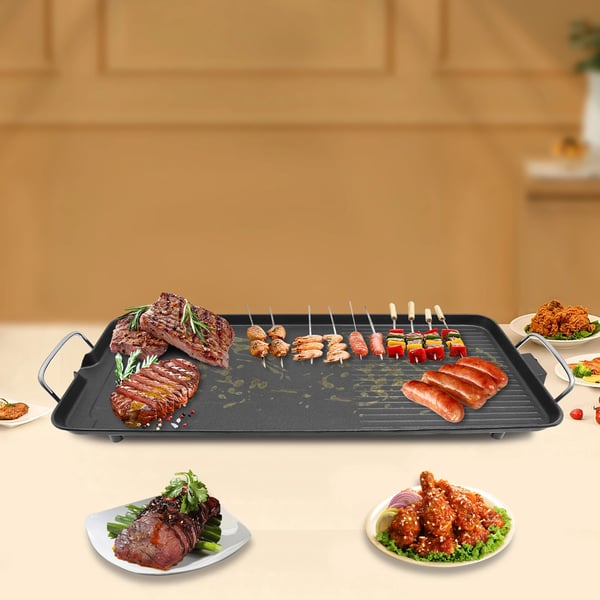 Elektrisk Grill, Non-Stick Belægning, Justerbar Temperatur,sort