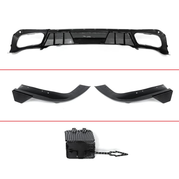 Bageste kofanger diffuser lip, holdbart ABS-materiale, direkte pasform til premium SUV,kulfiber udseende