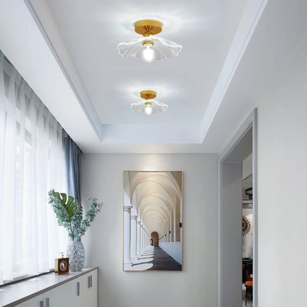 Loftlampe, Vintage Glasdesign, E27 Sokkel,Guld