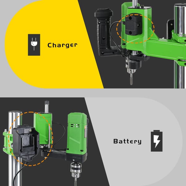Elektrisk Tapemaskine, Max. Boring Diameter 10mm, Klemmediameter B12 (1-10mm), Strømkilde AC og Batteri, Nominel Effekt 100W, Børsteløs Motor