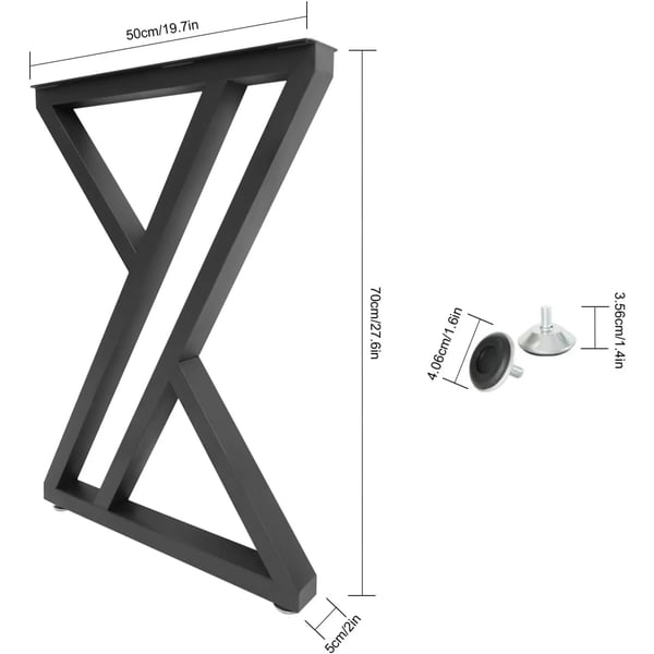 Bordsben, järnmaterial, mått 70 x 50 x 5 cm, 300 kg lastkapacitet, X-formad design, skruvmonteringsmetod