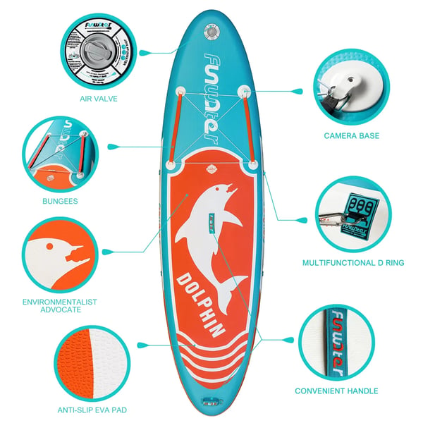 Oppustelig Stand Up Paddle Board, Holdbart PVC, Skridsikkert Dæk,SUPFW08C