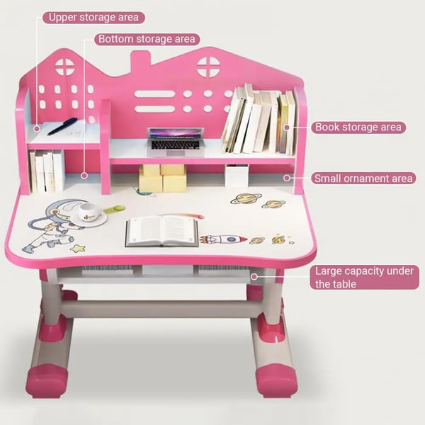 Studie skrivebordsstol sæt, justerbar højde, ergonomisk design,Pink