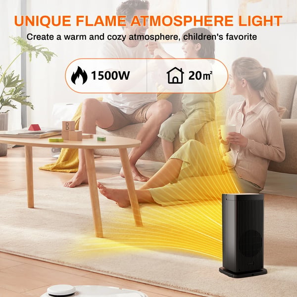 Elektrisk varmeblæser, PTC keramik teknologi, 1500W effekt niveauer, 90° oscillation