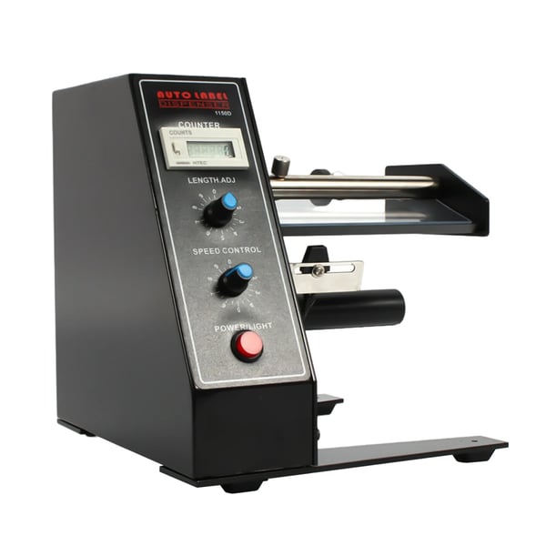 Etikette dispenser, Automatisk drift, Justerbar længde og bredde,sort