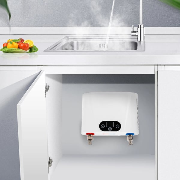 Tankless vandvarmer, 5,5 kW effekt, justerbar temperatur 30-55°C,HVID