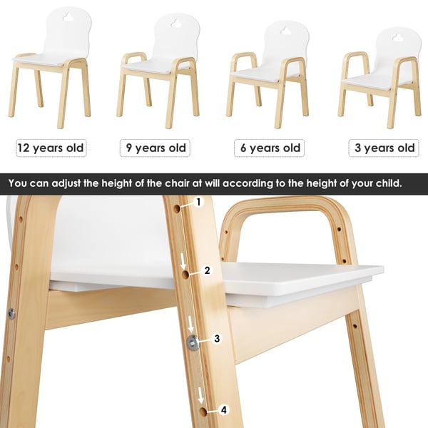 Barnstolar, Justerbar Höjd, Trämaterial