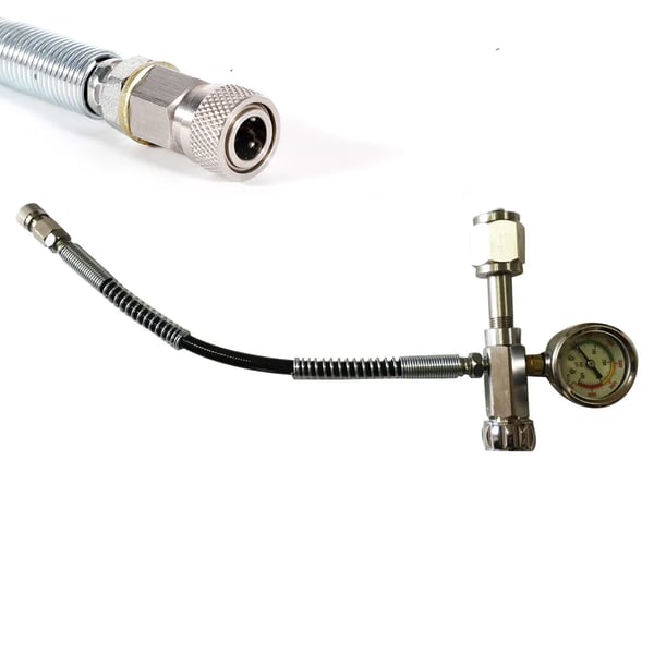 Trykmåler, 4500 PSI, 60 cm Slange, 8 mm Udstødningsgevind, 1/2 Hurtig Indsættelse, Kugletype Struktur