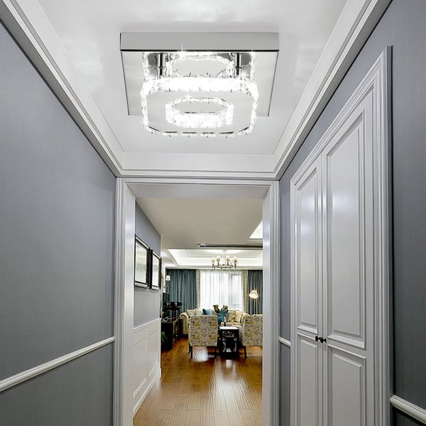Loftlampe, Elegant Krystal Design, Lysende Belysning,Kold Hvid, 12W