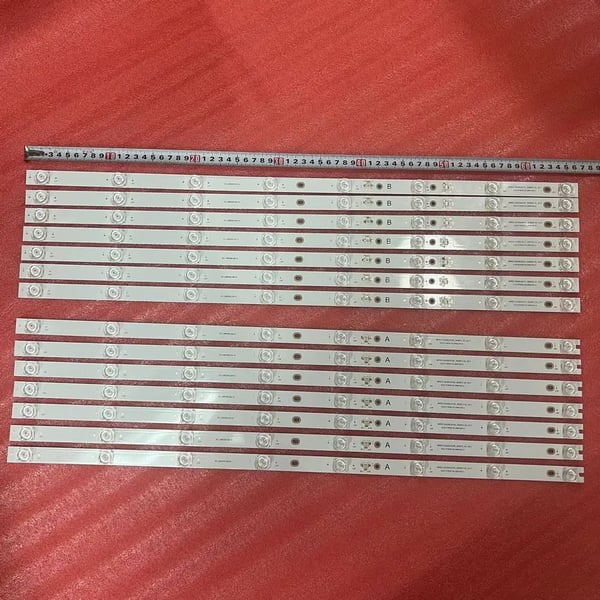 LED-strimmel, 8 LED'er, 664 mm længde, blåt lys, DC-strømkilde, kompatibilitet med TCL-modeller