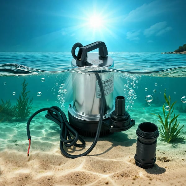 Nedsænkelig Vandpumpe, 50L/min Flow Rate, 26,25ft Løftekapacitet,Sølv, 12V, EU