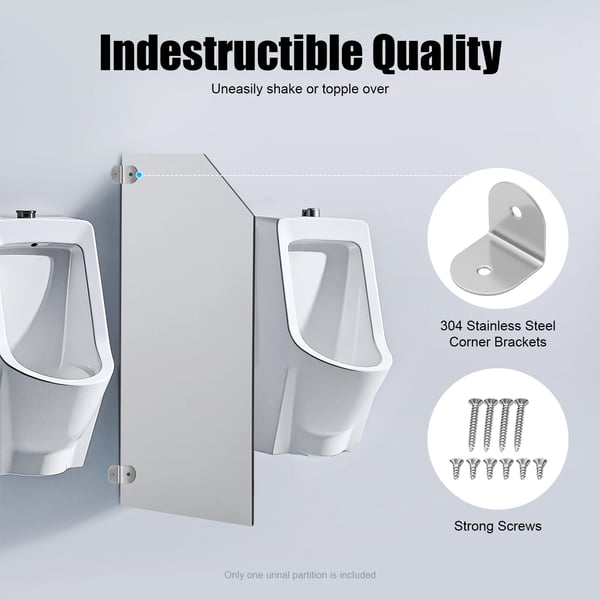 Urinal Divider, Holdbar Vægmonteret Panel, Let at Rengøre,Lys Grå