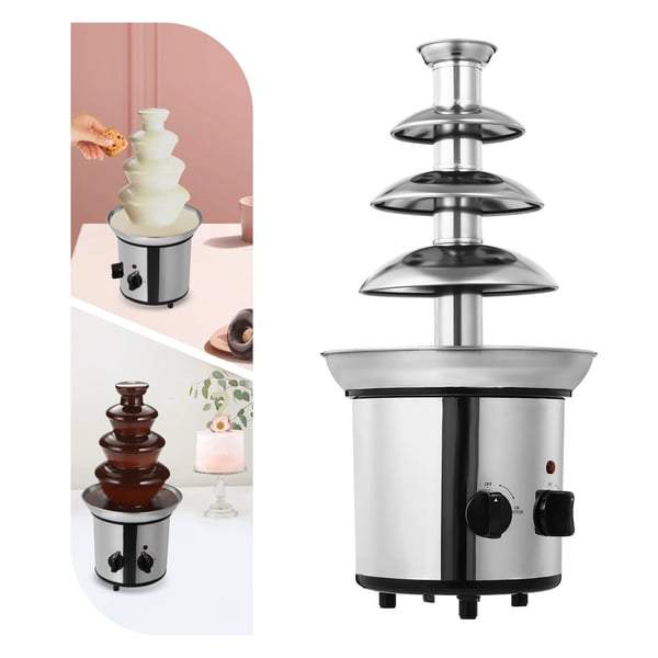 Chokladfontänmaskin, 1,8L kapacitet, sladdansluten elektrisk, 220-240V, 430 rostfritt stål, 21,5*45 cm