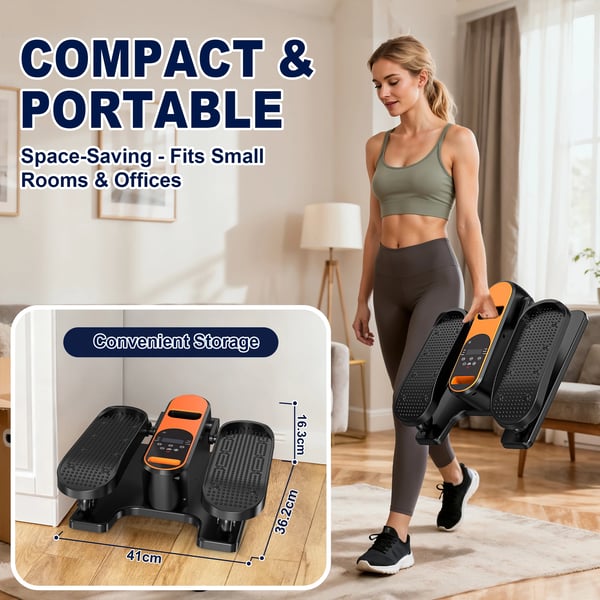 Elliptisk Stepper, Holdbar stålramme, 24 x 16 x 10 tommer, Egnet til hjemme- og kontorbrug, Justerbare modstandsniveauer