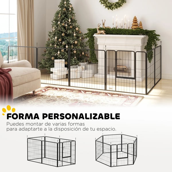 Hundbur, 6 paneler, hopfällbar ståldesign, svart