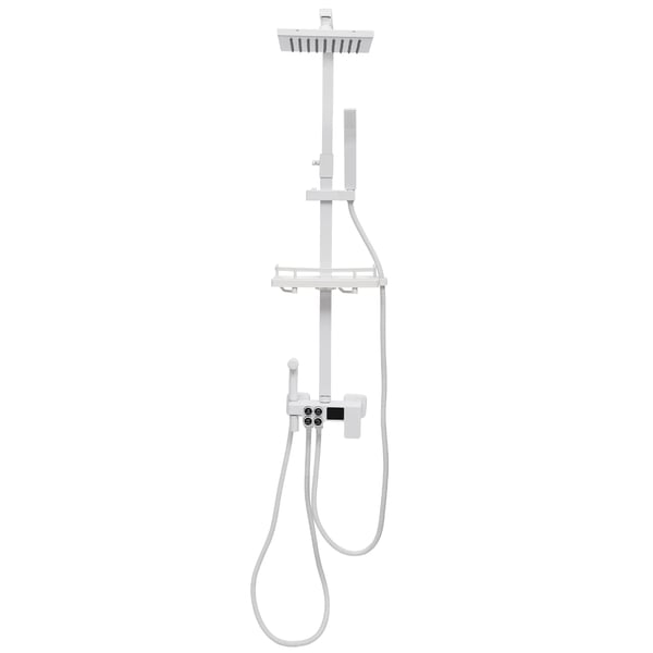 Brusesystem, Rustfrit Stål, Væghængt, Top Spray Størrelse 29,5*19cm, 4 Udsugninger, Justerbar Højde 70cm-115cm