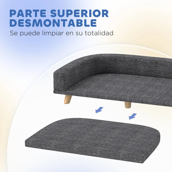 Hundesofa, Polstret Design, Vaskbart Pude,Mørk Grå