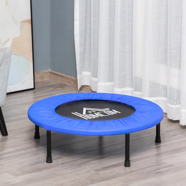 Fitness Trampolin, Beskyttende Kant, 100 kg Vægtkapacitet,Blå