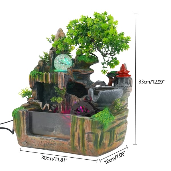 Vandfaldspringvand, Kompakt Design, Elegante Dekorative Elementer,Multifarvet