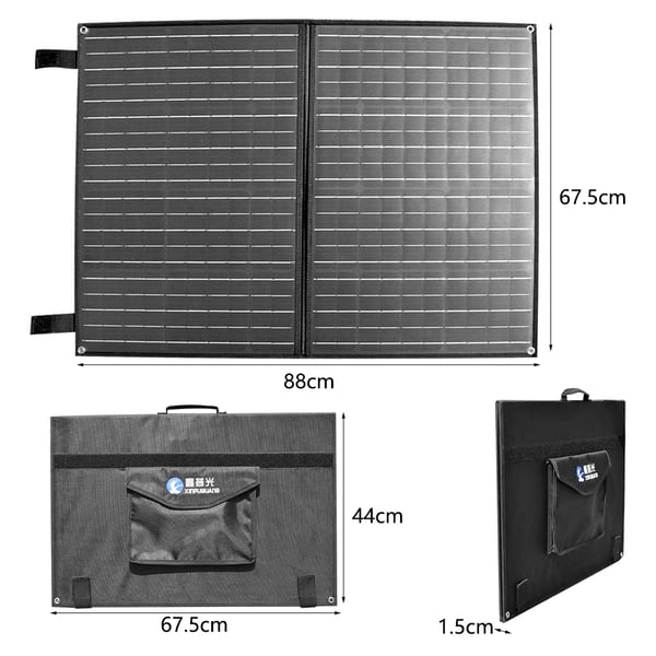 Solpanel, 100W Bärbar, Fällbar Design,100W