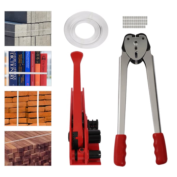 Stropkit, Maksimal spændingskraft 1000N, Brudstyrke 40kg/88lbs, Egnet pakke bælte bredde 12-16mm, Nettovægt 2.6kg, Pakke størrelse 37*28*9cm