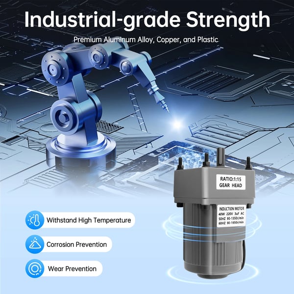 Gear Motor, 12V, 120W, 90-1650RPM, 40W Effekt, 3.86N.m Moment
