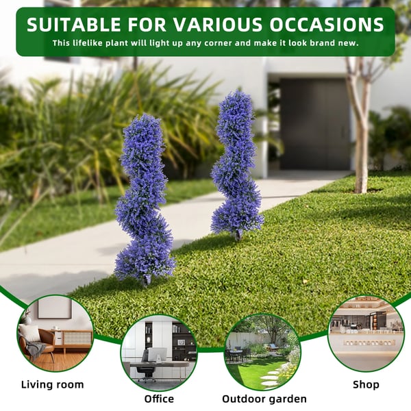 Kunstig Topiary Træ, Spiral Design, Udendørs Dekoration,lilla