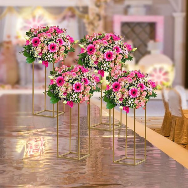 Blomsterstandssæt, Geometrisk Design, Holdbar Jernkonstruktion,Guld