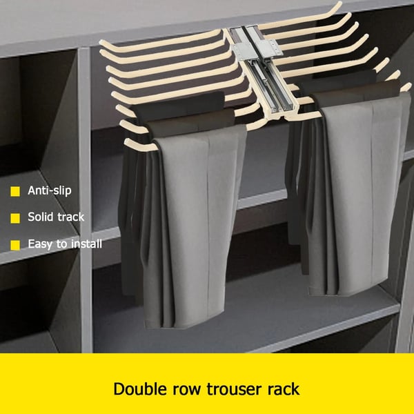 Bukseholder, Aluminiumlegering, Hængende Design, Organiserer Bukser, Egnet til Garderobeskabe, Nem Installation