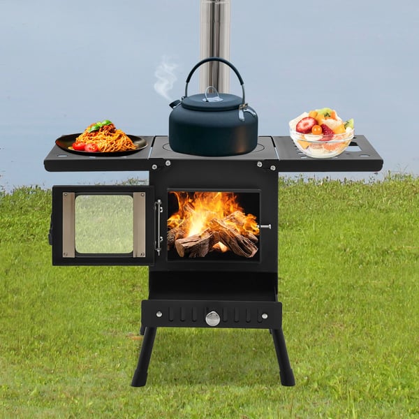 Campingkomfur, Bærbar Design, Effektiv Opvarmning,sort
