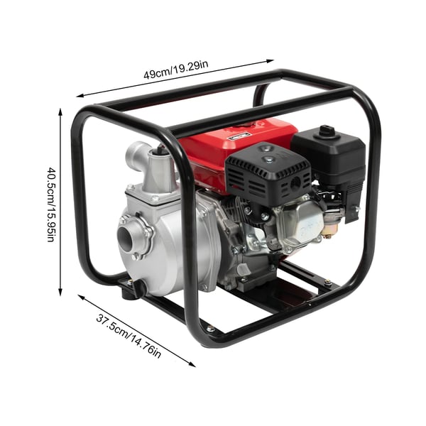 Benzinmotor Vandpumpe, Høj Flow Rate 264 Gal/min, Holdbar Aluminium- og Gussejernsdesign,EU, 170F-7.5HK