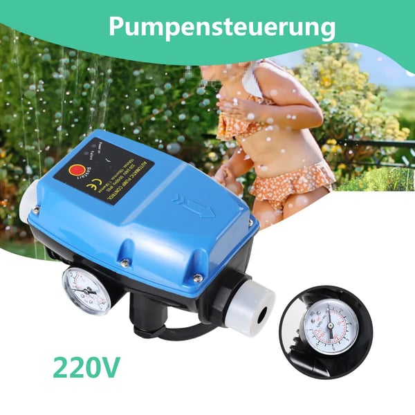 Vandpumpecontroller, 1100W effekt, 230V spænding, justerbart tryk 1-3,5 bar, automatisk trykafbryder, tørkørselsbeskyttelse