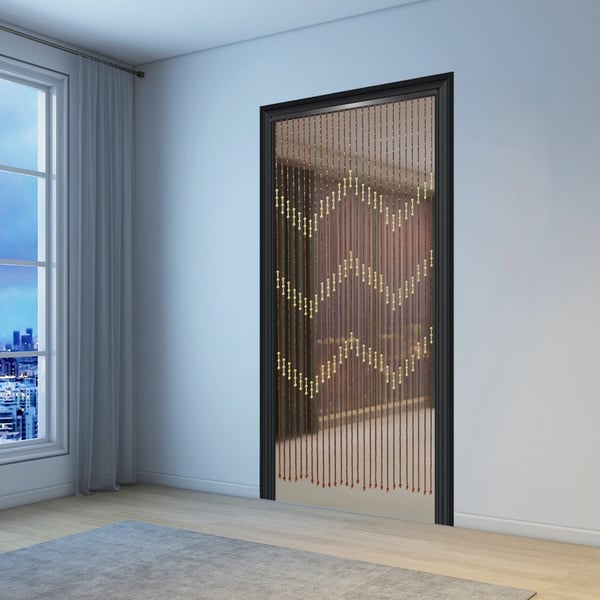 Perle Gardin, Bambus og Træ Materiale, 90 x 175 cm, Nem Installation, Insektblokkerende Funktionalitet, Retro Design