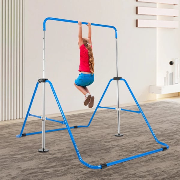 Gymnastikstang, Justerbar Højde, Sikker og Holdbar Design,Blå