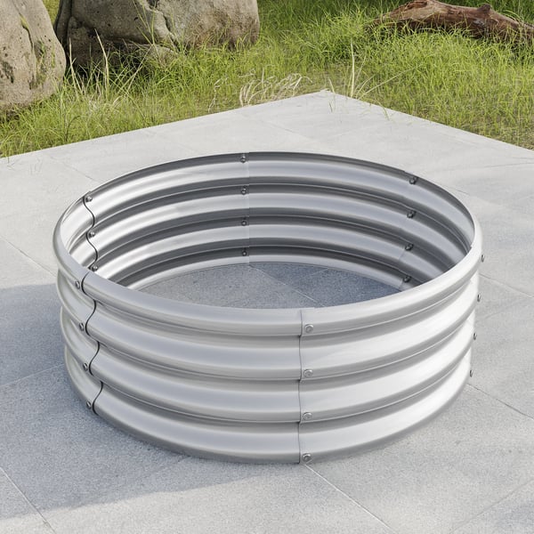 Havebed, Q195 Galvaniseret Stål, 1,5 ft x 1,5 ft x 1 ft, 3,14 Kubikfod, Oval Struktur, Nem Montering