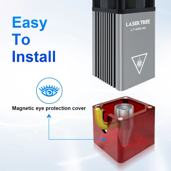 Lasermoduuli, 5W Teho, Ilma-apuominaisuus, Magneettinen Silmäsuojauskansi,LT-40W-AA